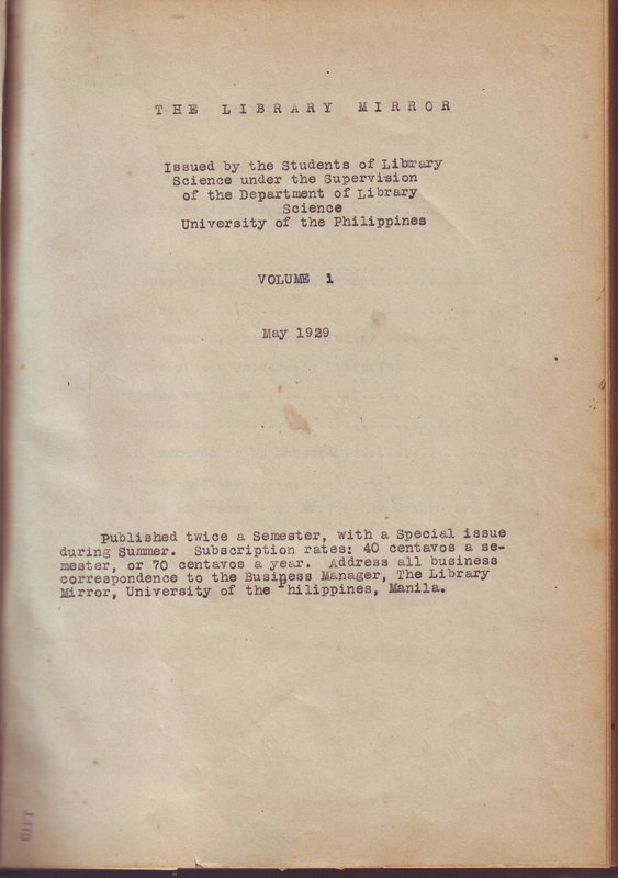 item thumbnail for The First Issue of The Library Mirror from The Library Club 1929